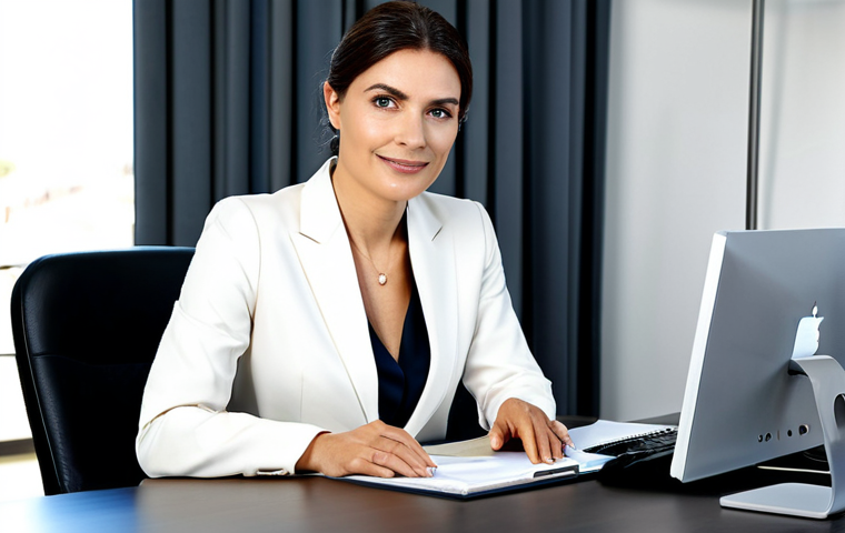 Professional Businesswoman**

"A professional businesswoman in Rome, Italy, wearing a modest, elegant pantsuit and natural-looking vegan makeup, sitting at a modern office desk. Focus on flawless skin and subtly enhanced features using vegan cosmetics. Soft, diffused lighting. Perfect anatomy, correct proportions, well-formed hands, proper finger count, natural pose. Safe for work, appropriate content, fully clothed, professional, family-friendly, high quality."

**